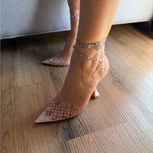 Stuart Weitzman Clear Pointed-toe Heels